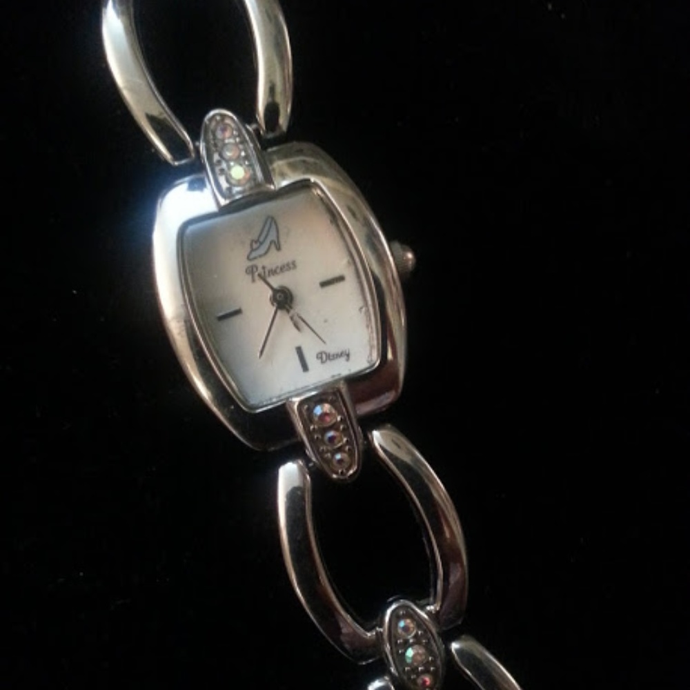 Disney blue slipper Cinderella princess watch silver tone